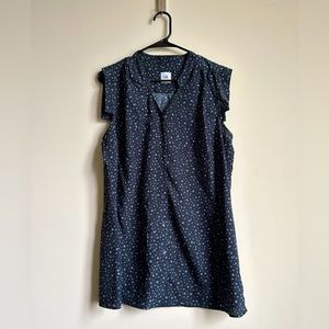 Cabi Tunic - Women’s Large, Blue with retro star pattern